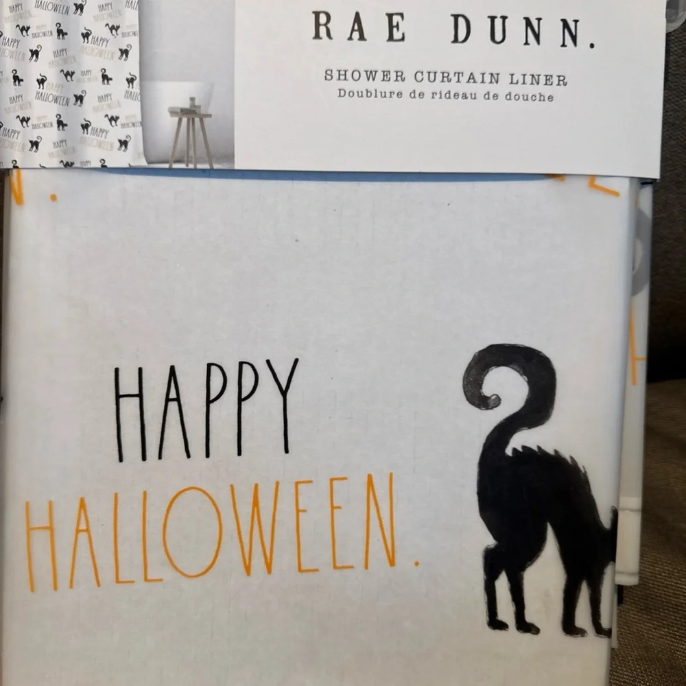 Rae Dunn Shower curtain liner Halloween cat